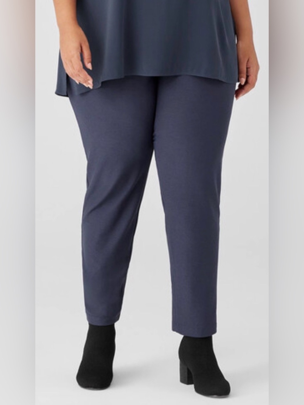 Eileen Fisher Washable Stretch Crepe Slim Pant Navy Blue Size 1X